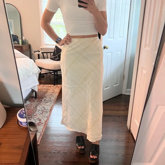 Liz Claiborne Skirts 9s Vintage Spring Yellow Plaid Maxi Skirt